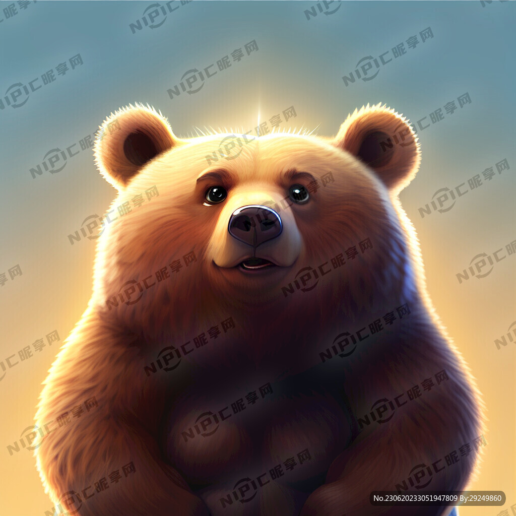 一头强壮的熊 阳光的 自信的