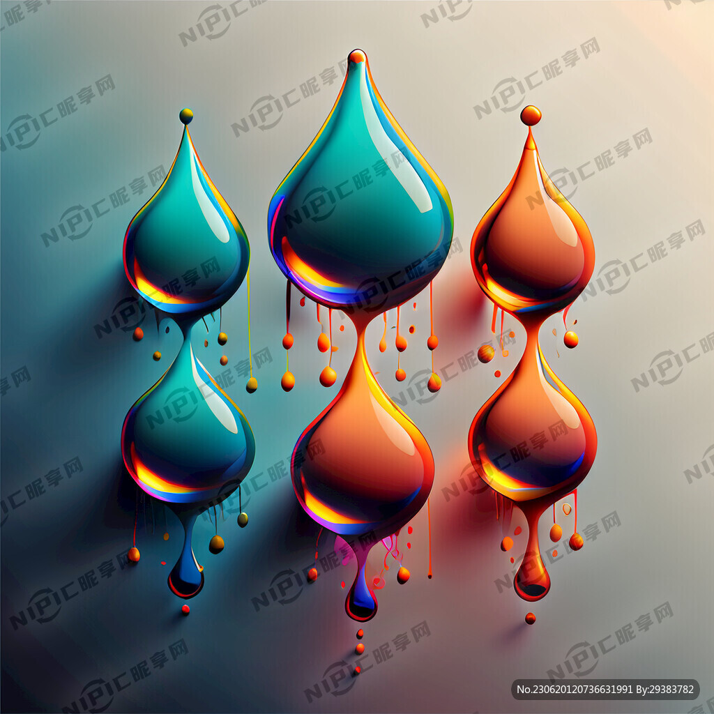 彩色水滴分为四个风格四种颜色分