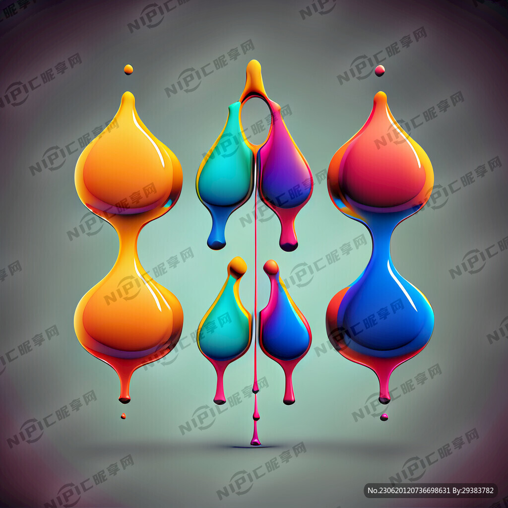 彩色水滴分为四个风格四种颜色分