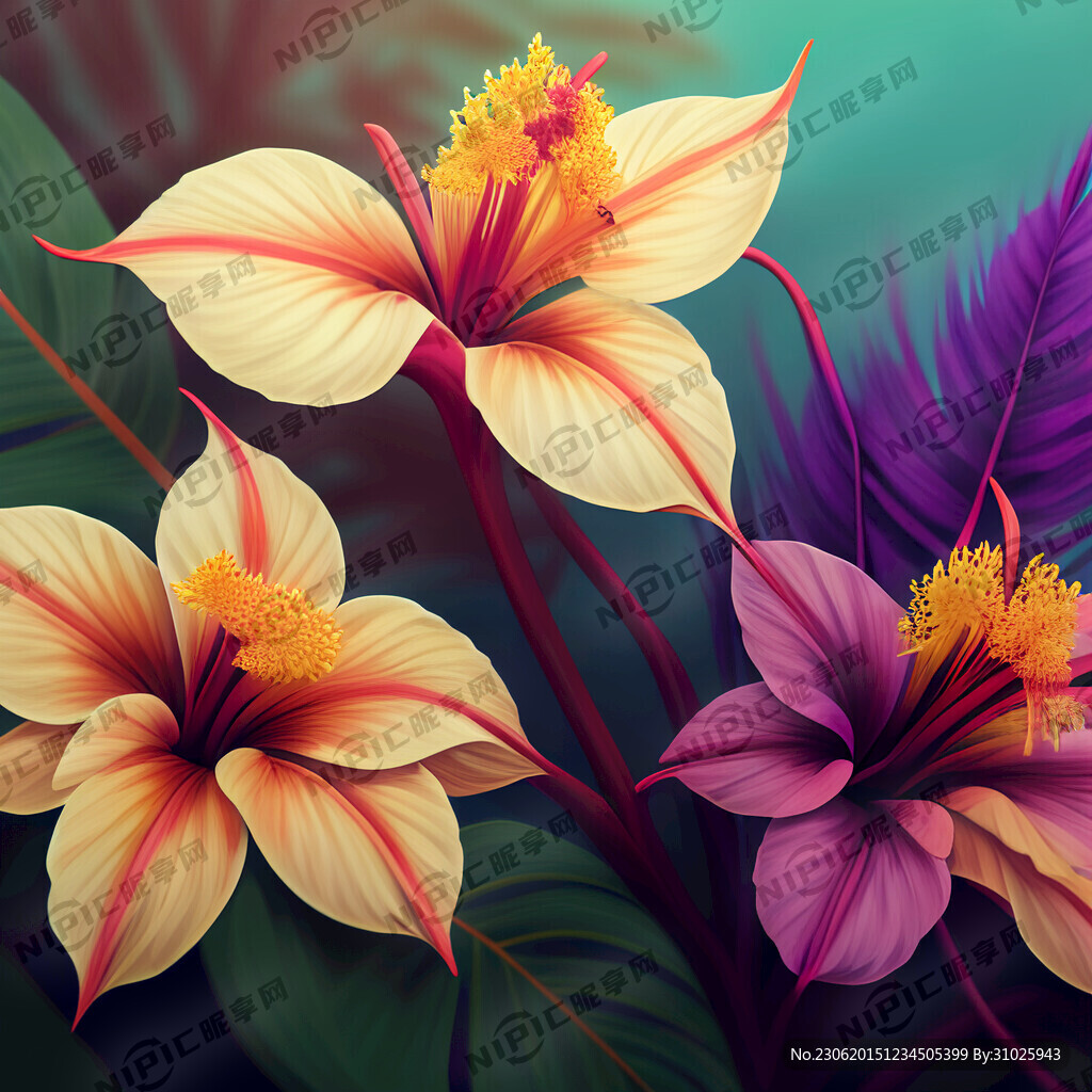 扎染热带花