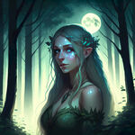 女性精灵在月光中的森林