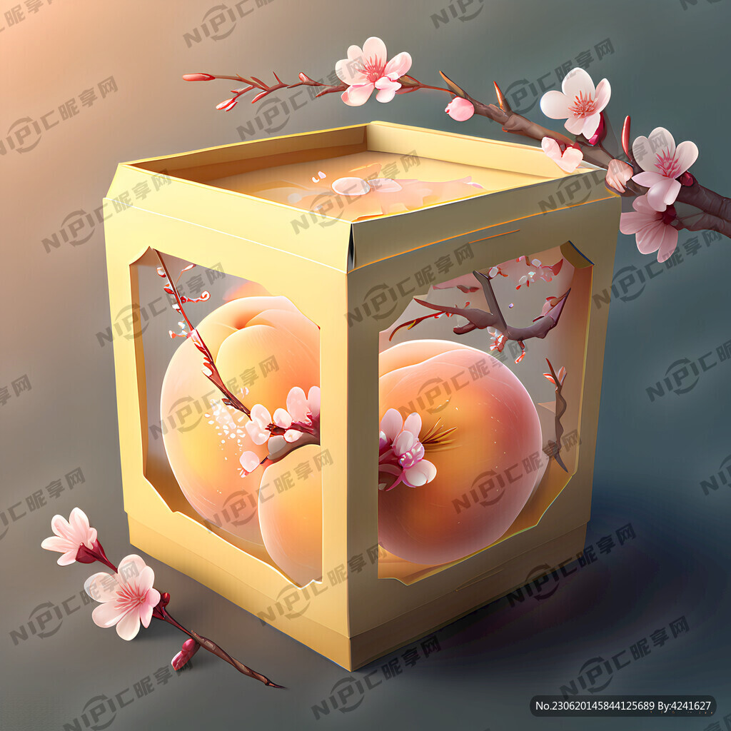 水蜜桃盒子 有桃花 有桃子