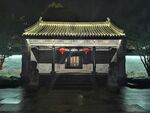 临海东湖楼阁夜景 