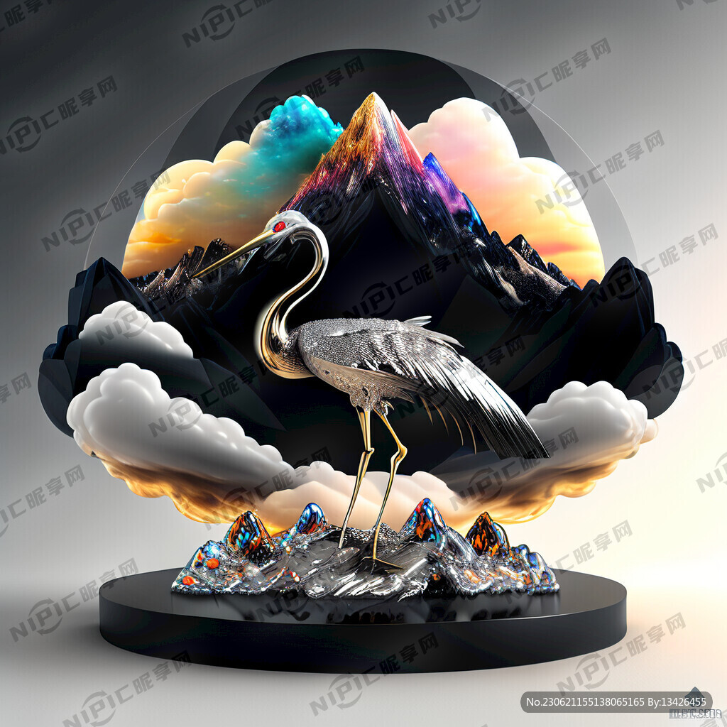 家居摆件银鹤彩云祥云飞鹤山峰黑