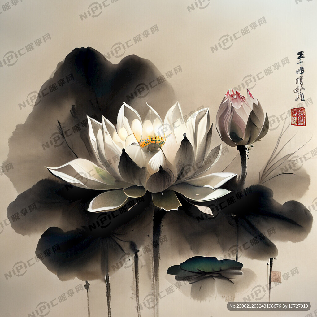 水墨荷花