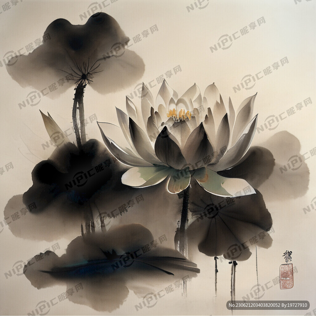 水墨荷花
