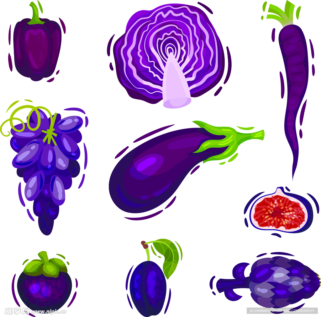 紫色蔬菜水果矢量元素