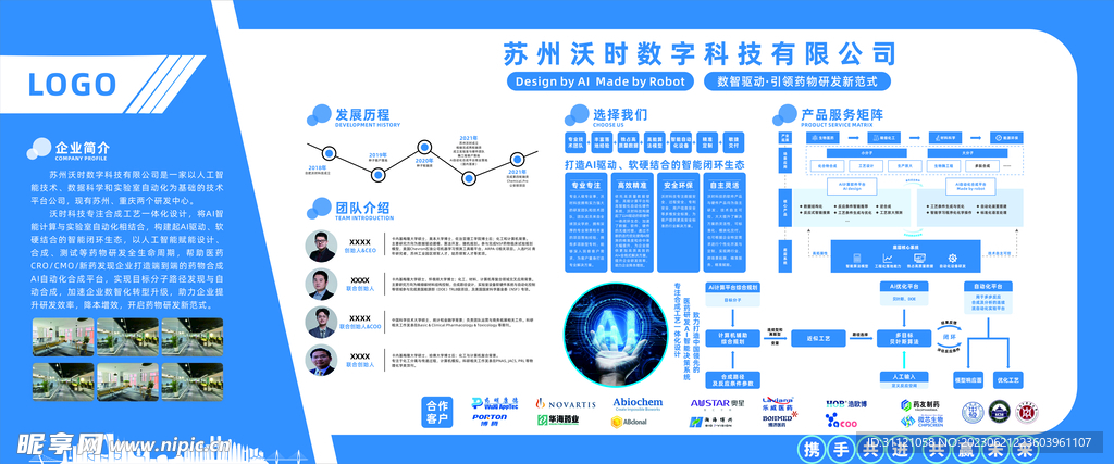 蓝色公司企业介绍展板