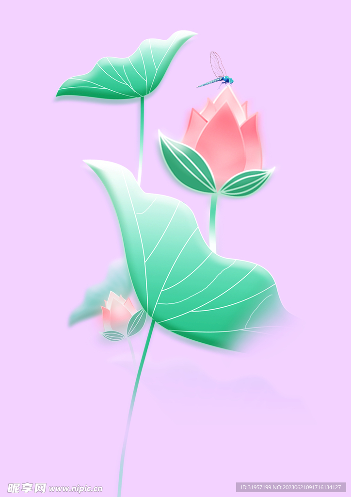 手绘荷花图片