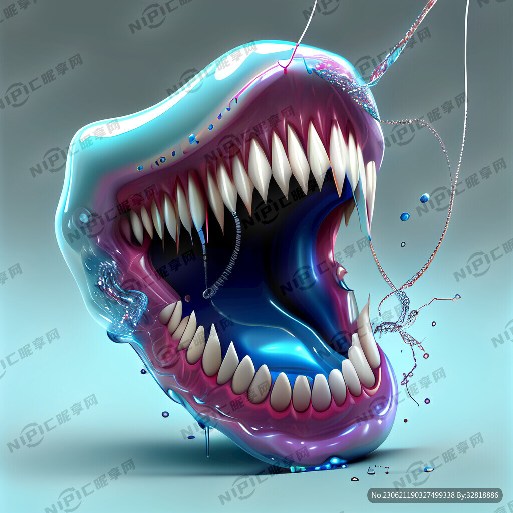 水牙线冲洗牙龈3D效果