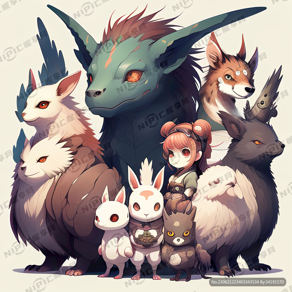 高质量二次元生物动漫插画