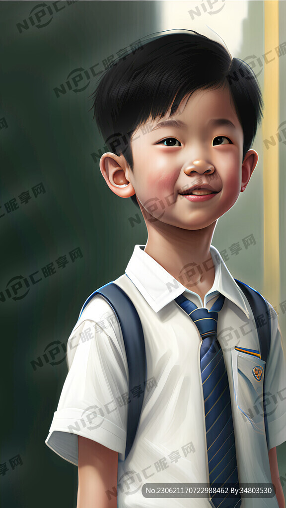 开心的深圳小学生男孩