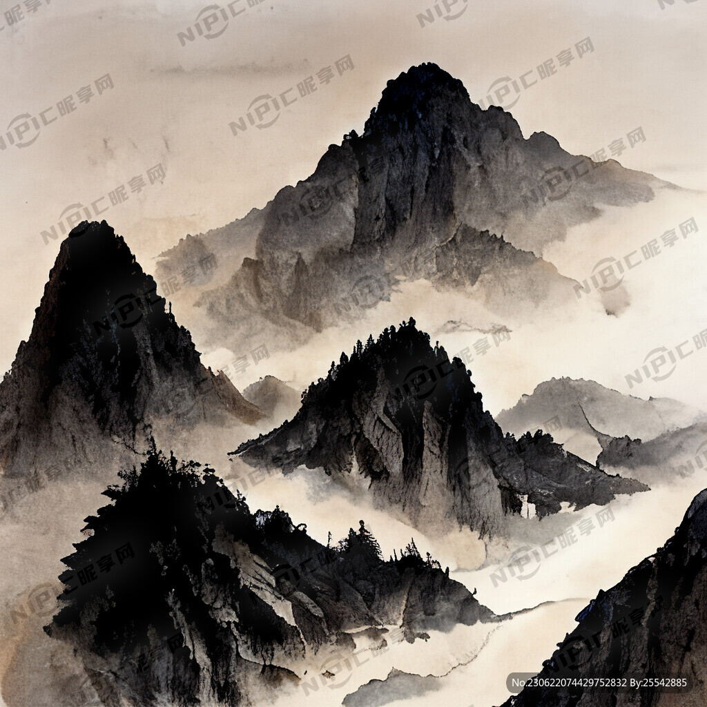 山谷 中国风 中国画 山水