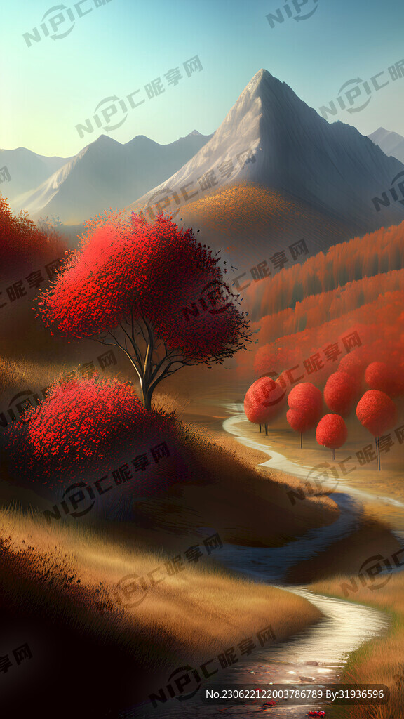 秋天 背景 小路 山里红果实