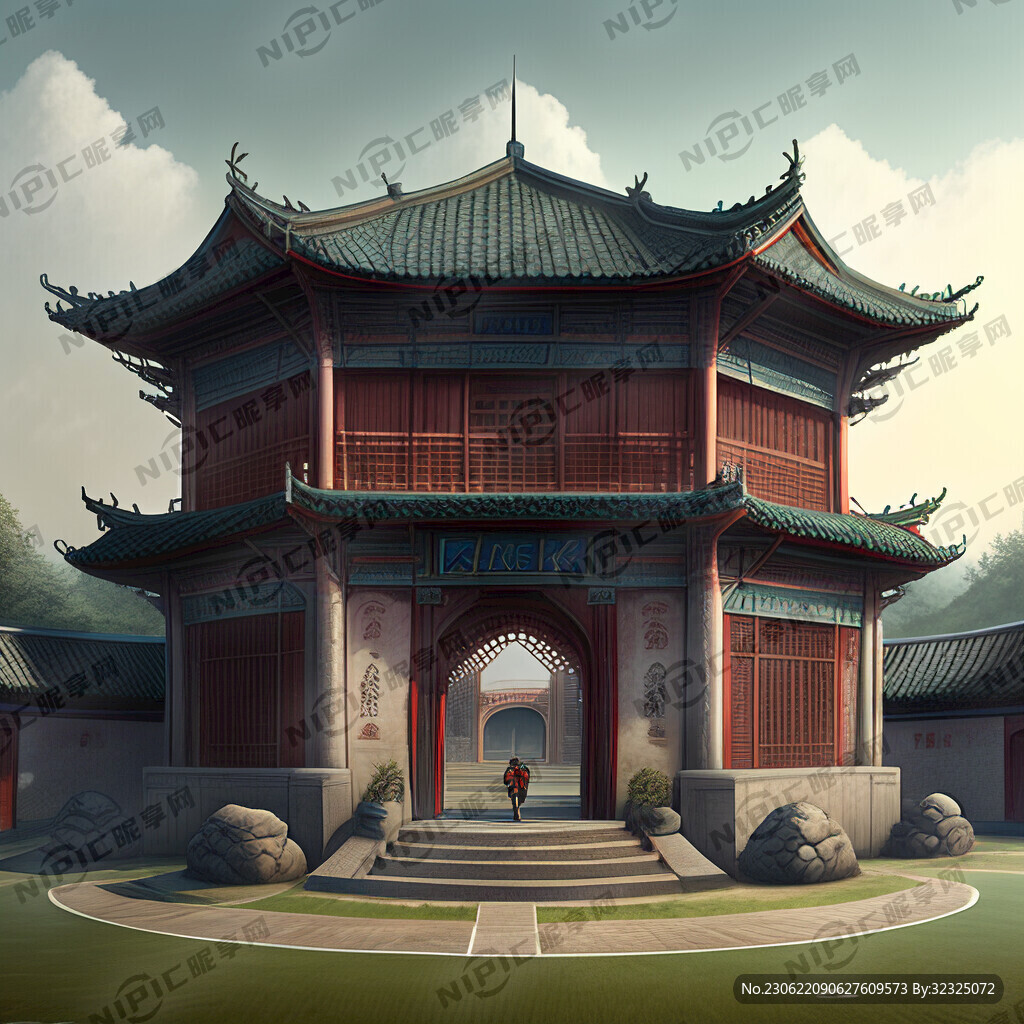 足球场 古建筑 民族风格