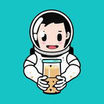 卡通喝奶茶