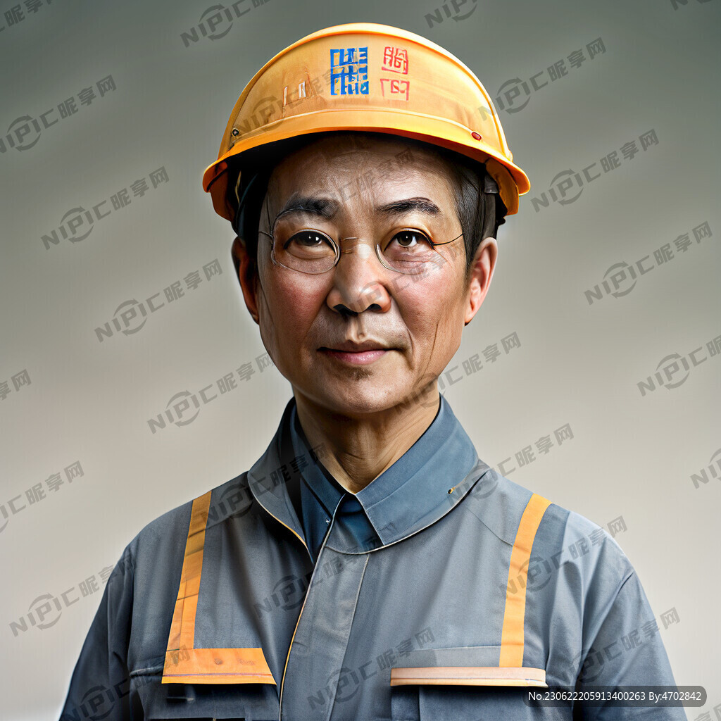 一个穿着工作服的中年建筑工人