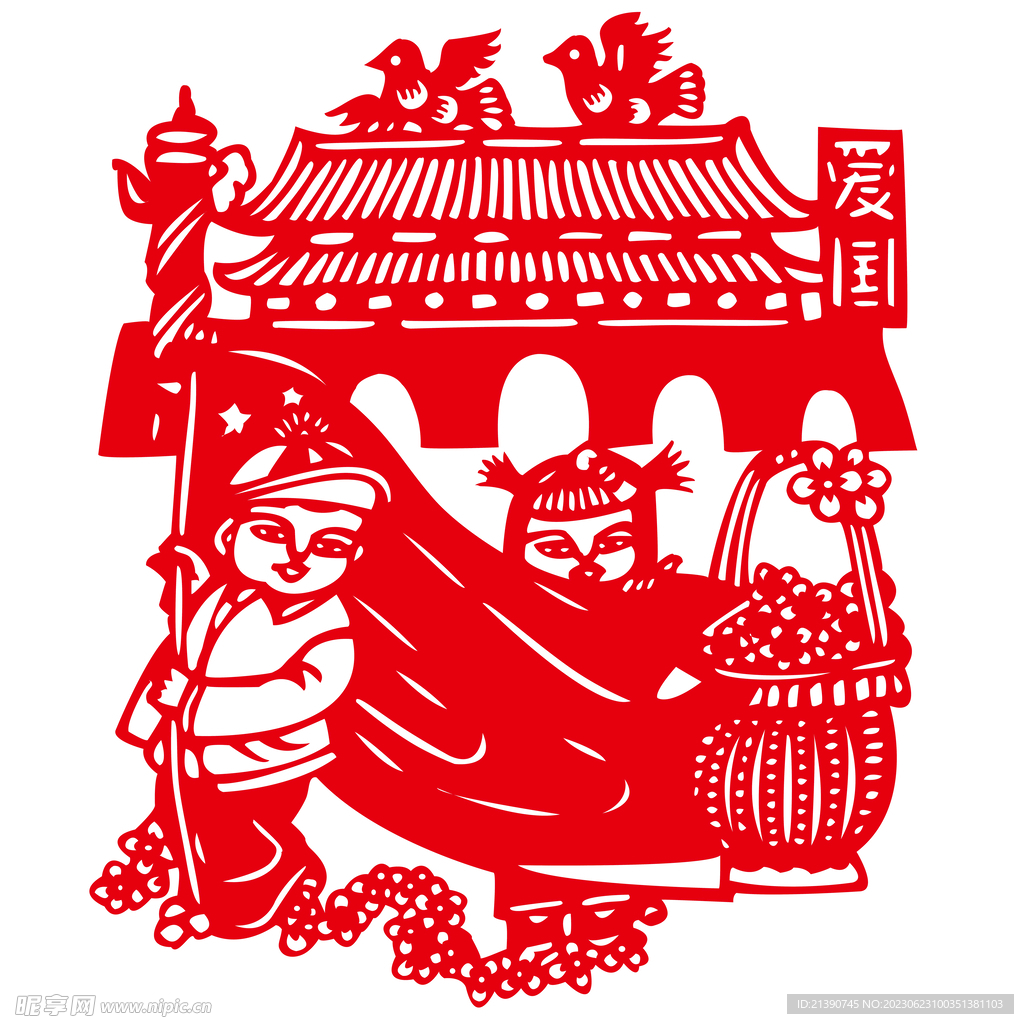 剪纸爱国
