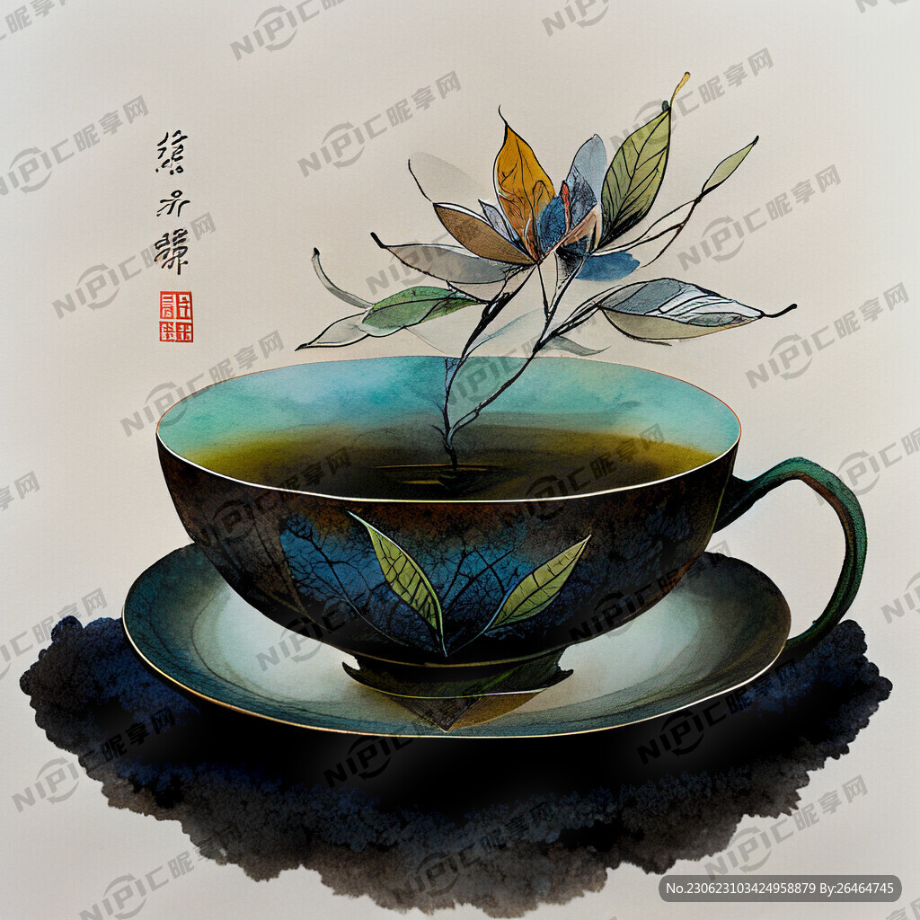 茶叶组成的茶盏