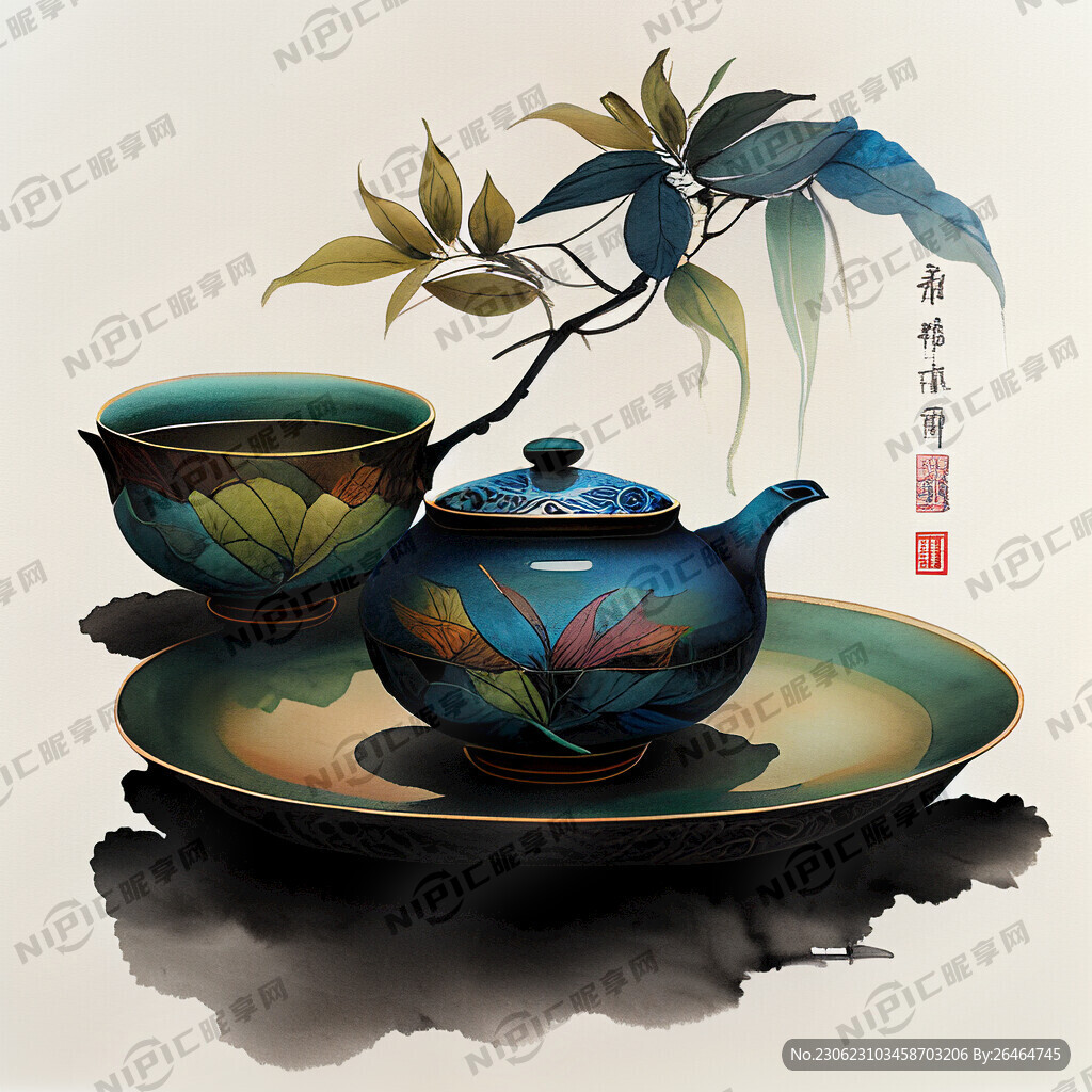 茶叶组成的茶盏