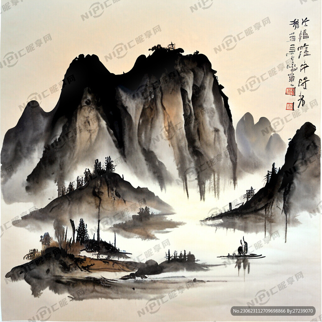 螃蟹山水画