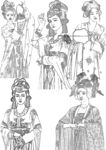 古典美女白描分层