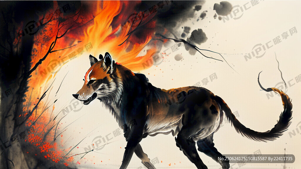 森林失火 动物奔走