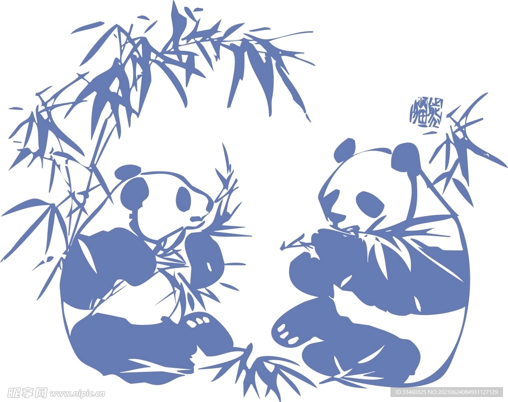 手绘熊猫