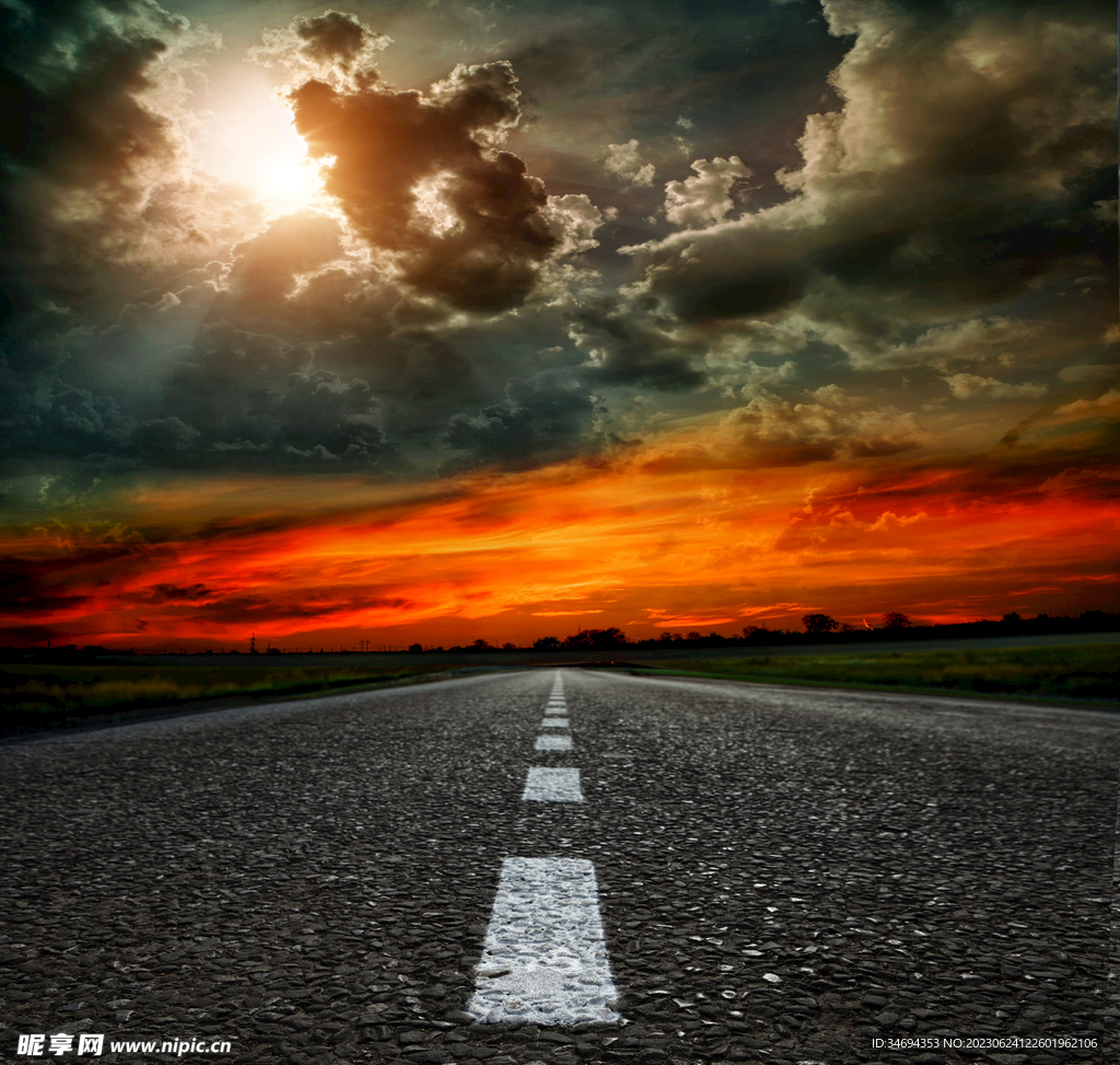 公路晚霞