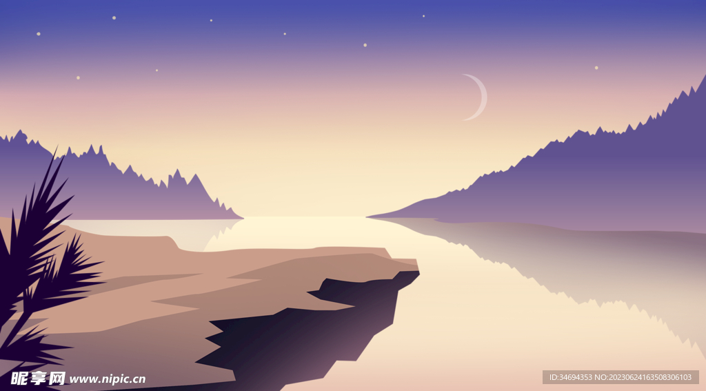 卡通山水风景