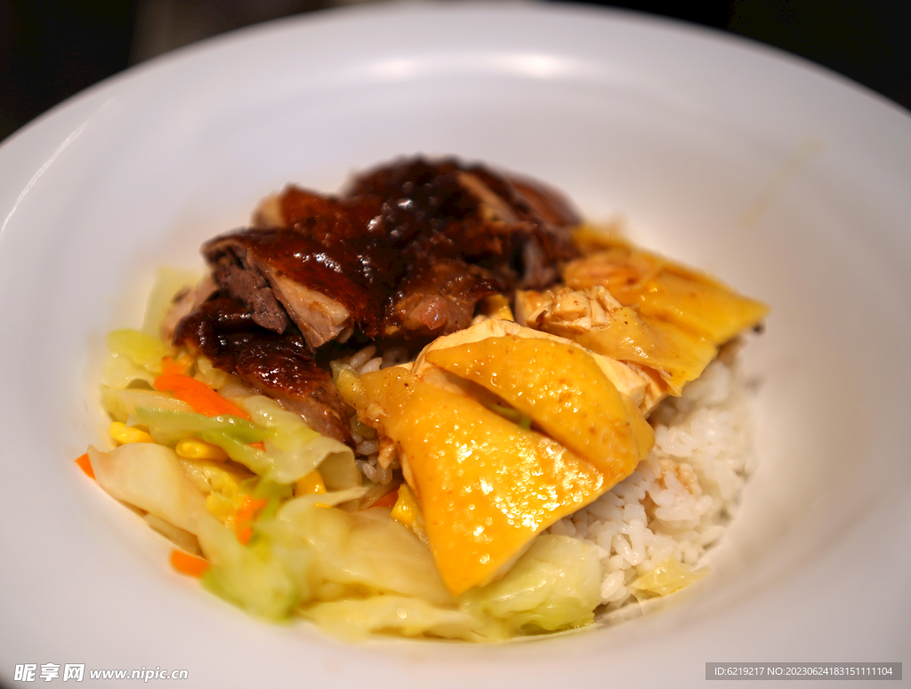 白切鸡拼烧鸭饭