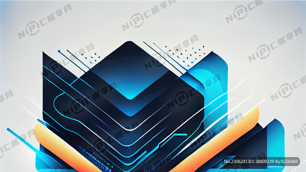 科技蓝色调抽象几何封面设计矢量