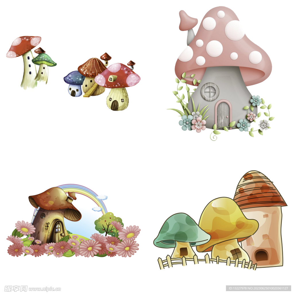 卡通梦幻蘑菇房子卡通房子