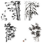黑色水墨山水水墨竹子竹叶