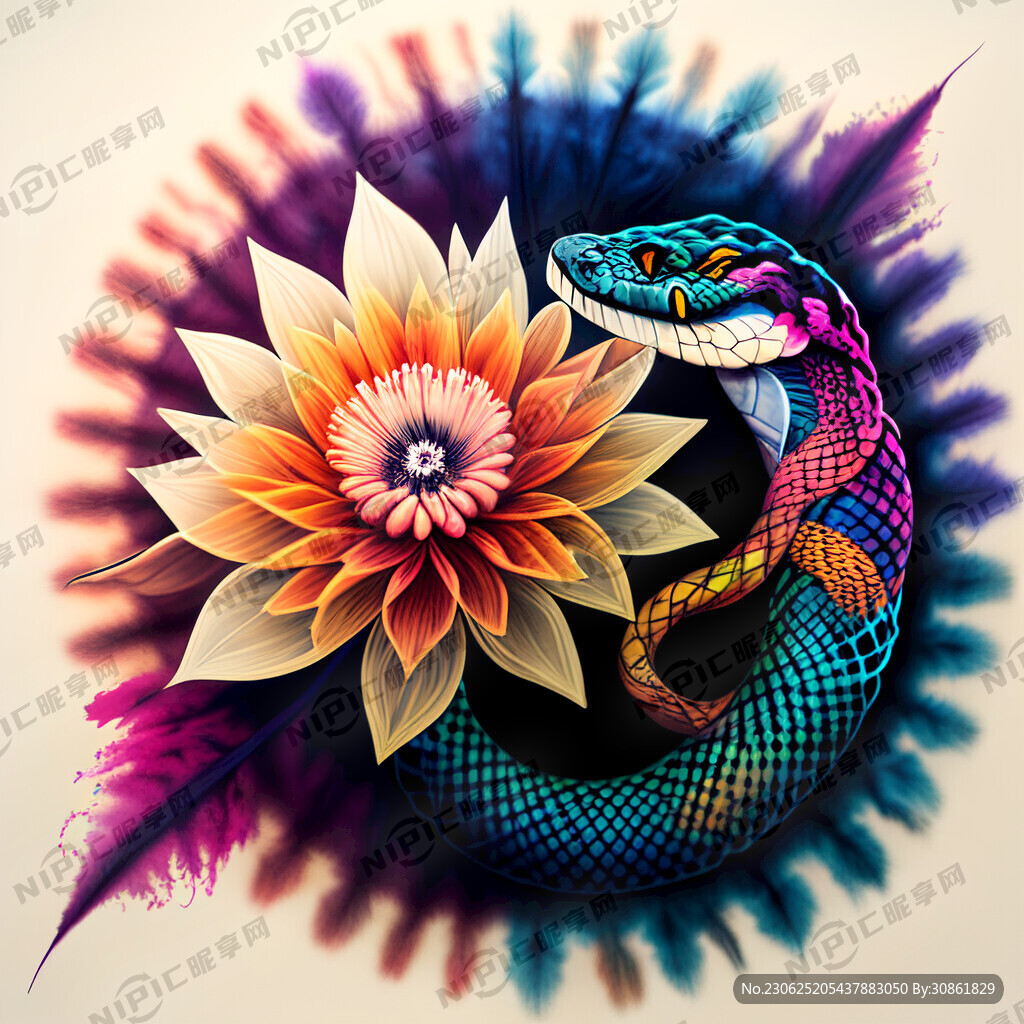 扎染 手绘花 半透明蛇纹
