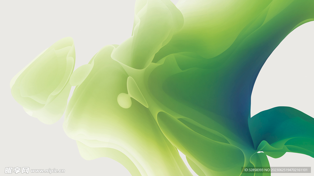 绿色抽象拉丝3D立体流体渐变