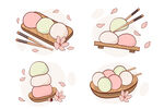 卡通三色团子