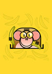 猴子香蕉插画