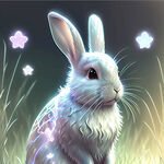 兔子，透明感，全息银，可爱，草地，艺术创想