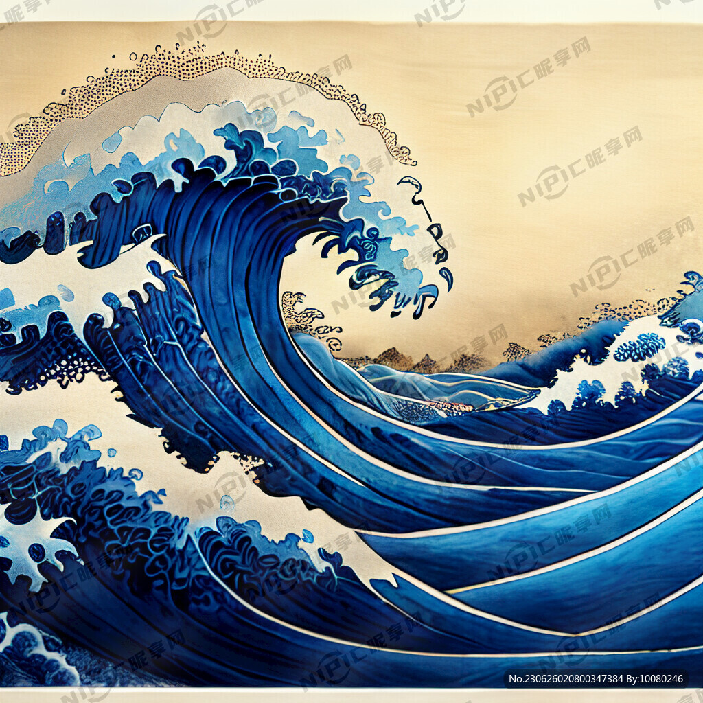 海水纹 海浪 传统国画 工笔画