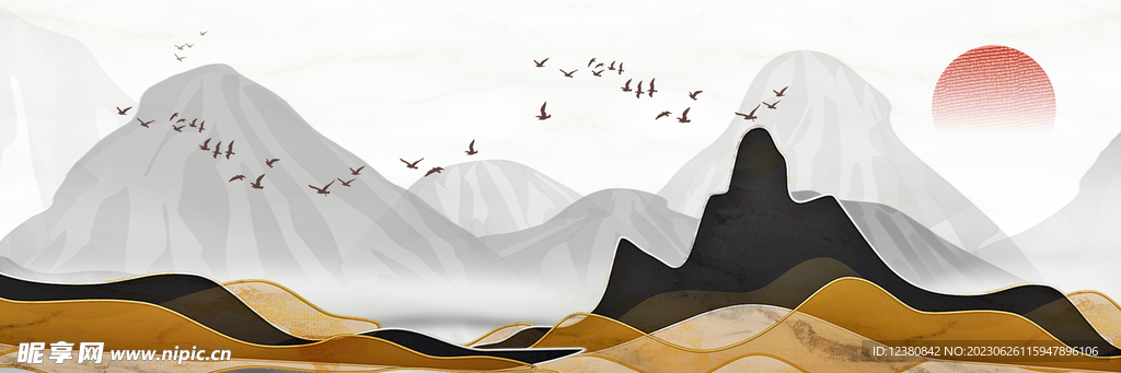 水墨山