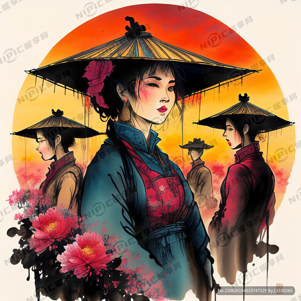 夕阳下 接亲队伍抬着花轿