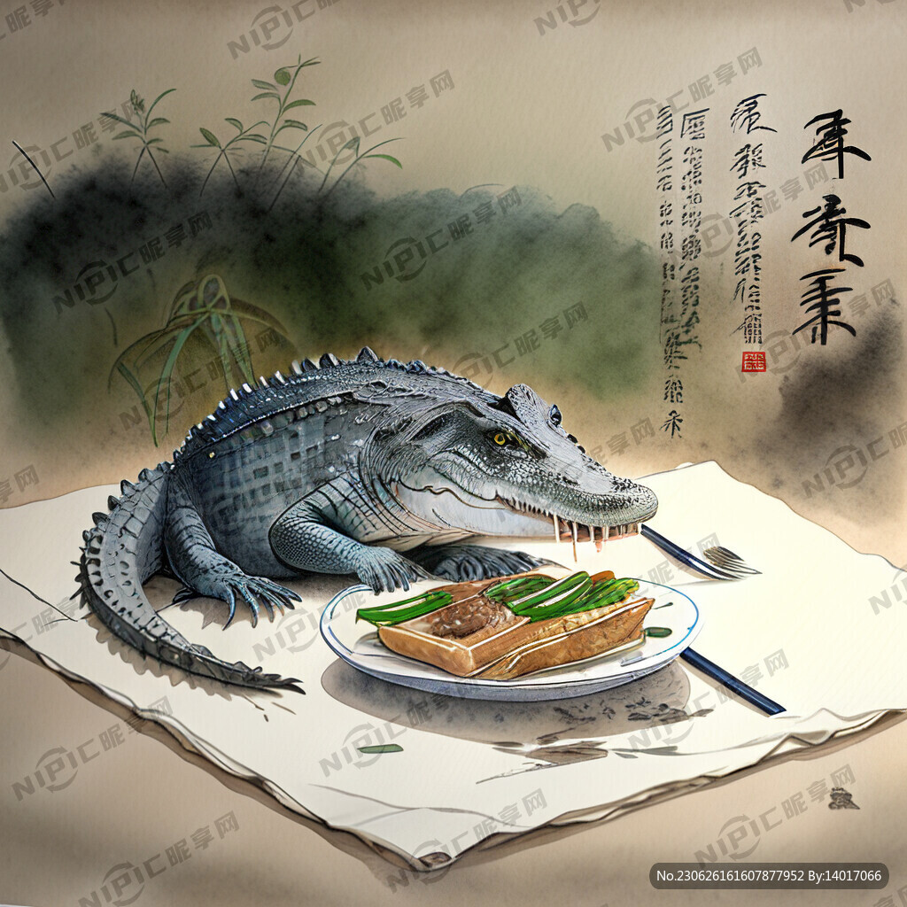 鳄鱼在吃午餐
