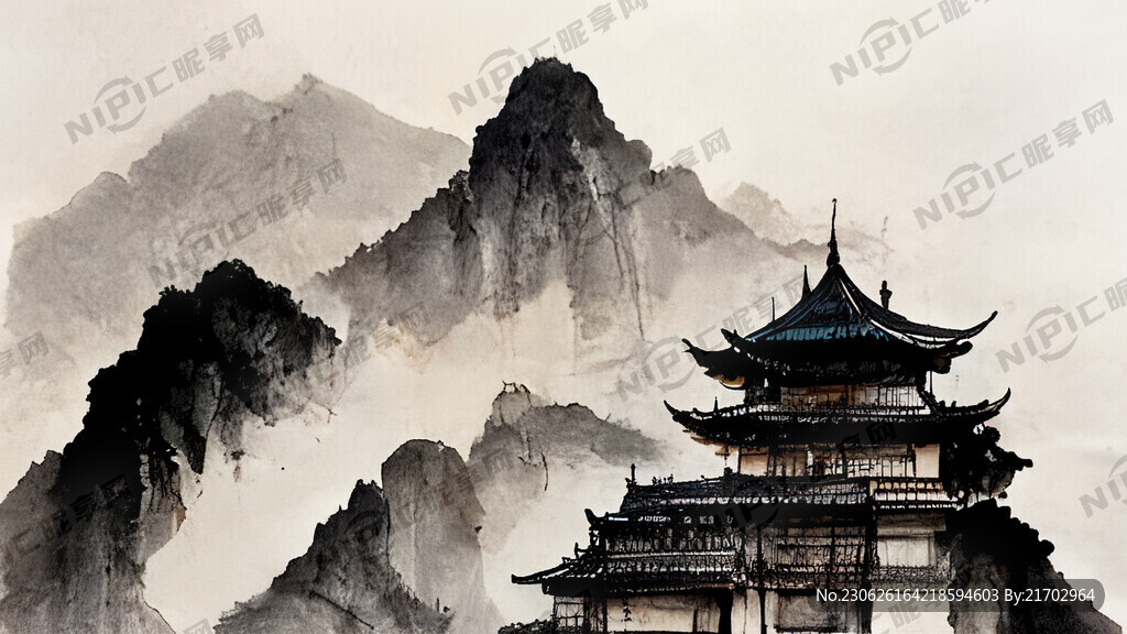 写意山水画 国画 水墨