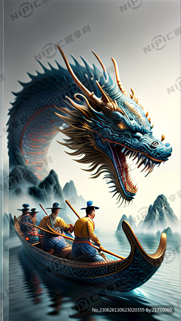 爬龙舟的人 透明感 全息色