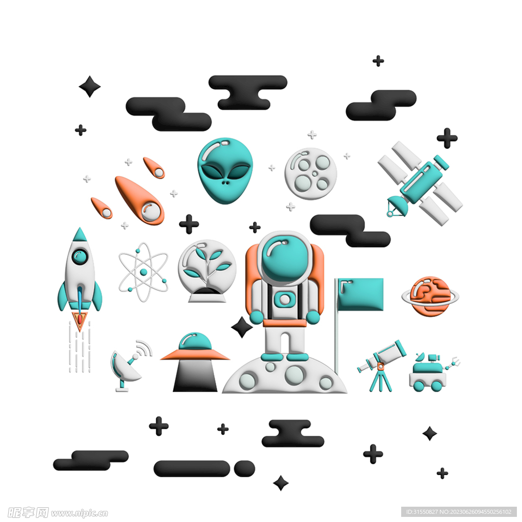 3D宇航员太空素材