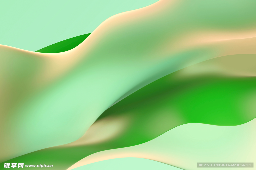 绿色抽象拉丝3D立体流体渐变