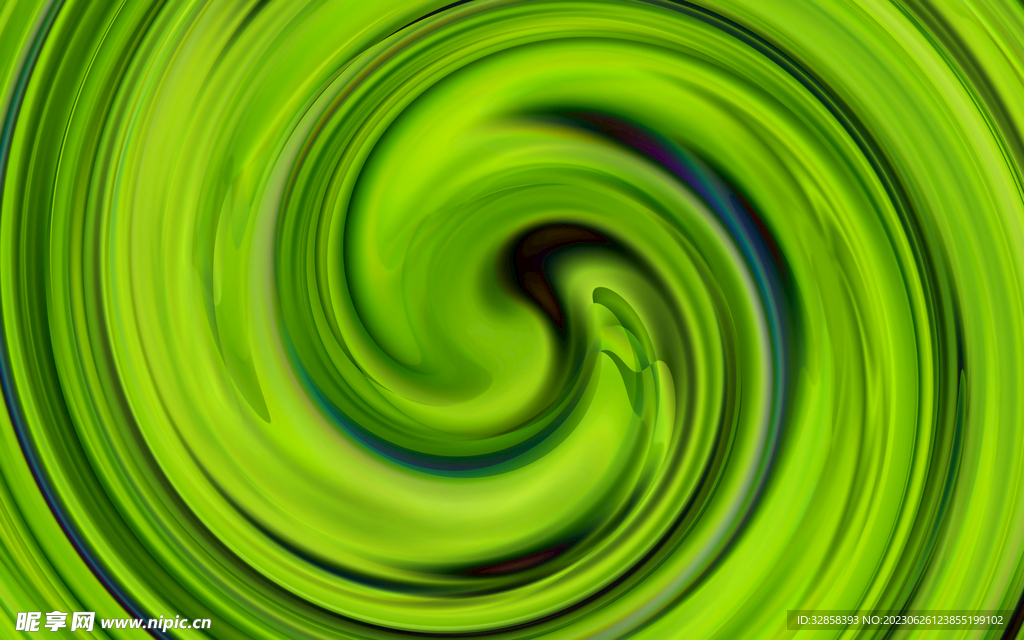 3d绿色玻璃质感抽象螺旋图形