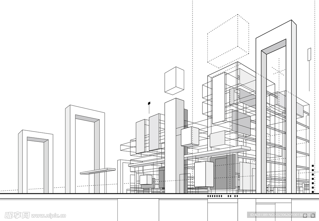 抽象的3D建筑