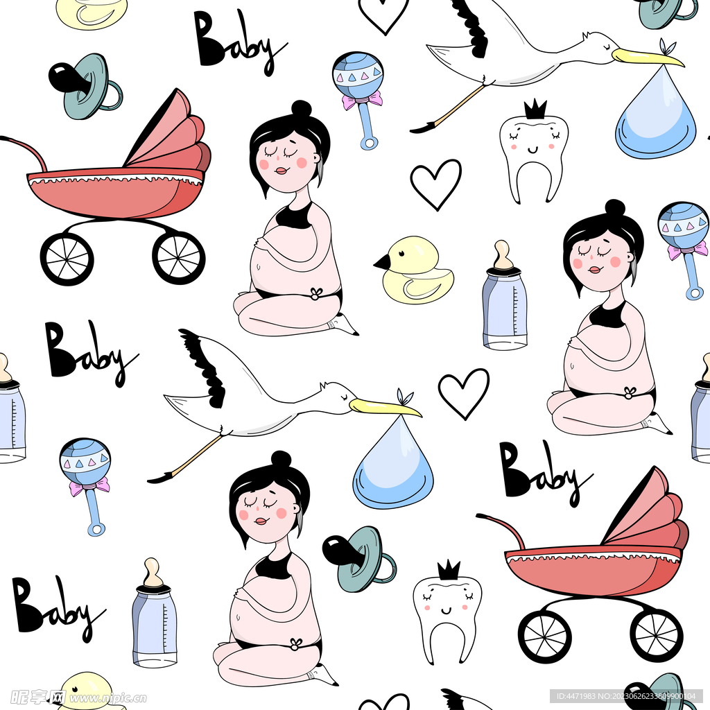 母亲节温馨唯美三八妇女节母婴幸福卡通插画素材图片下载-素材编号12483576-素材天下图库